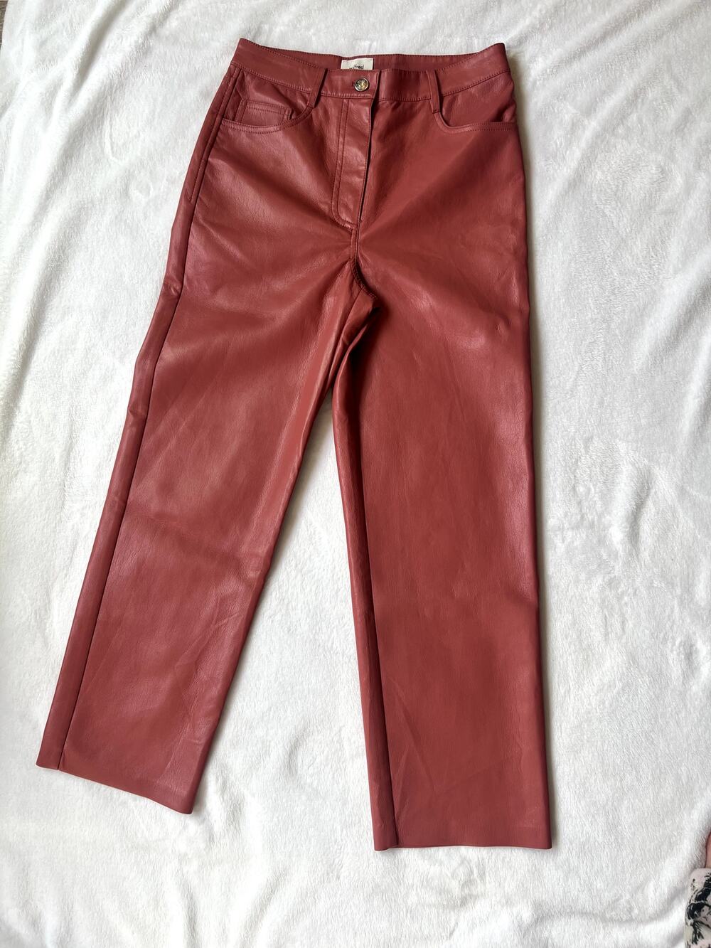 Wilfred Aritzia Melina Faux-Leather Warm Sienna Red Crop Pants Size 4